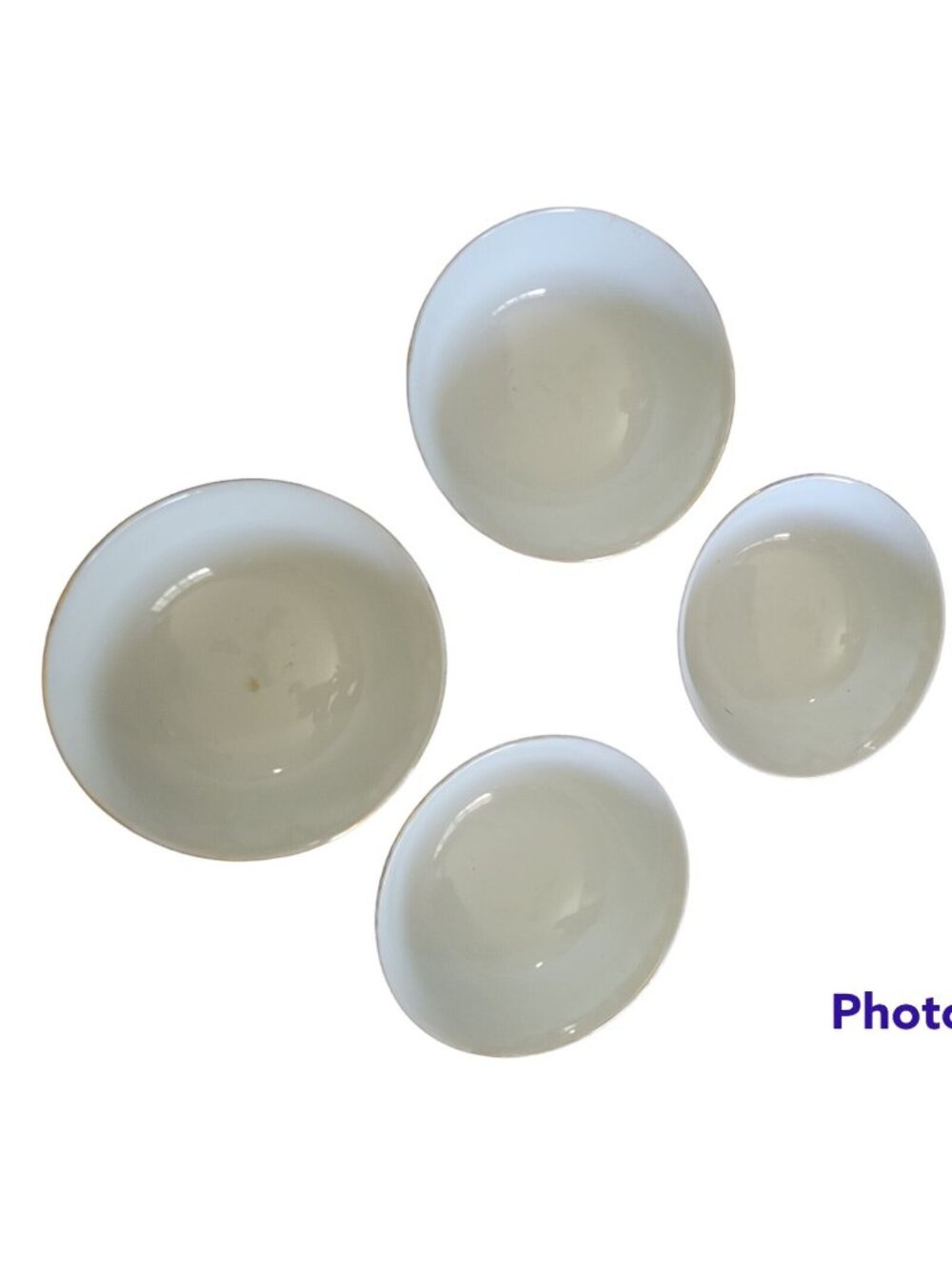Set Of 4 Rice Soup Bowl Bone China Porcelain Gold Paint Vintage Japan 2.5x4.5in
